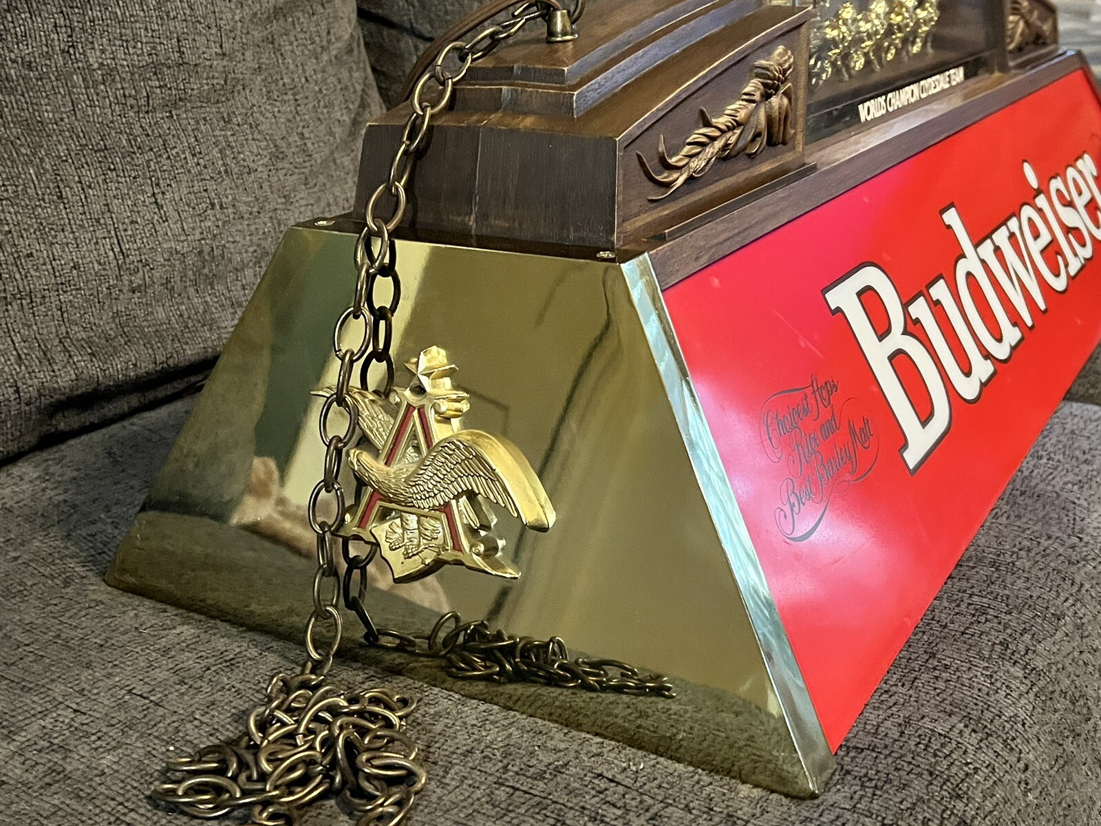 Vtg AnheuserBusch BUDWEISER BEER Clydesdales Hanging Pool Table Bar