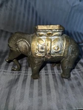 Antique A.C. Williams Cast Iron Elephant With Howdah Still Coin Bank