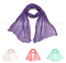 64" Solid Color Wrinkle Plain Spring Summer Scarf Wrap See Through Light Weight