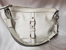 Coach White Leather Chelsea Hobo Bag Purse Dec 2009 F14018 Sky Blue Interior EUC
