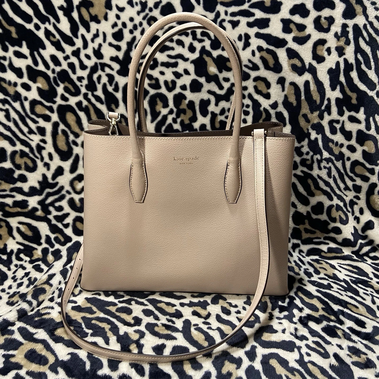 Borsa a tracolla Kate Spade NY crema triplo scomparto 2 vie pelle ciottolata