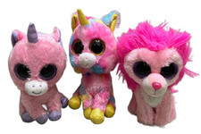 Lot of 3 Ty Beanie Boos Babies Unicorn Plush Stuffed Animal Toy Collection
