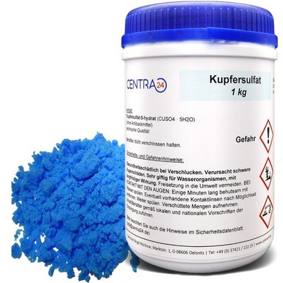 Kupfersulfat 1kg in Dose von Centra24, Made in GERMANY, Kupfervitriol, Kupfer-II
