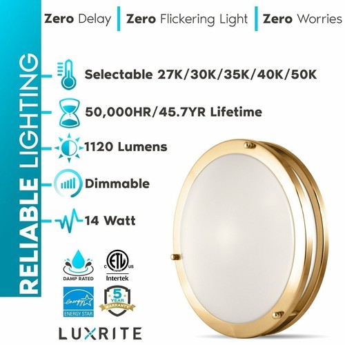 Luxrite 12 Inch LED Flush Mount Light 5 Color Option Dimmable 14W 1120 Lumens - Picture 7 of 7