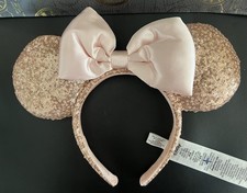 Disney Parks Rose Gold Sequined Minnie Mouse Ears And Bow Headband