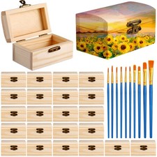 Chumia Unfinished Wood Treasure Chest with 10 3.5 x 2.2 x 1.8 inches, blue 