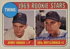 1969 TOPPS George Mitterwald Auto Card Twins Rookie Stars #491 Vintage Signed . rookie card picture