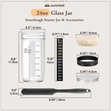 Sourdough Starter Jar, Sourdough Starter Kit with Date Marked Feeding Band, Ther