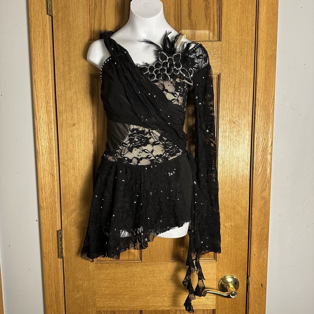 black lace dress dance costume BIANCA lace Contemporary lyrical Dance Costume/ dress