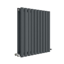Delphi Ellipse Double Horizontal Designer Radiator 600mm H x 586mm W - Anthracit