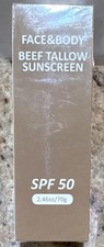 Beef Tallow Sunscreen SPF 50 Face Body 2.46 oz/70 g Exp 12/25/2028