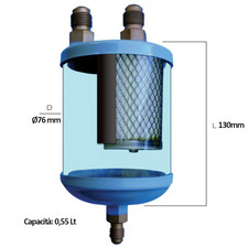GAR &Ouml;labscheiderfilter 0,55 L f&uuml;r Gasr&uuml;ckgewinnung - 3x 1/4'' SAE Anschl&uuml;sse