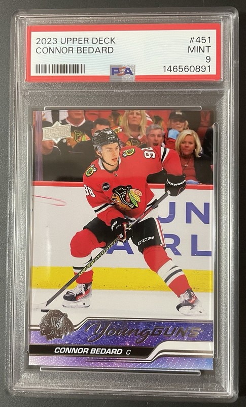 2023-24 Upper Deck Young Guns #451 Connor Bedard PSA 9 Chicago Blackhawks (RC)