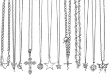 12PCS Y2K Style Necklace Set - Grunge Emo Gothic Accessories, Vintage Silvery Je