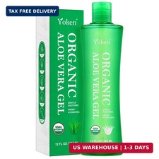 Yoken USDA Certified Organic Aloe Vera Gel 12oz, 99 Pure Aloe Vera Juice, Gel-t