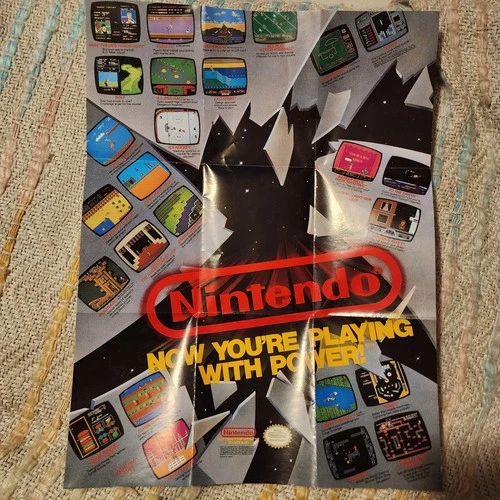 1989 Nintendo Now Youre Playing With Power Poster Vintage 80s Games Poster