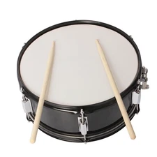 New Black Marching Snare Drum Percussion + Drumsticks + Strap + Wrench