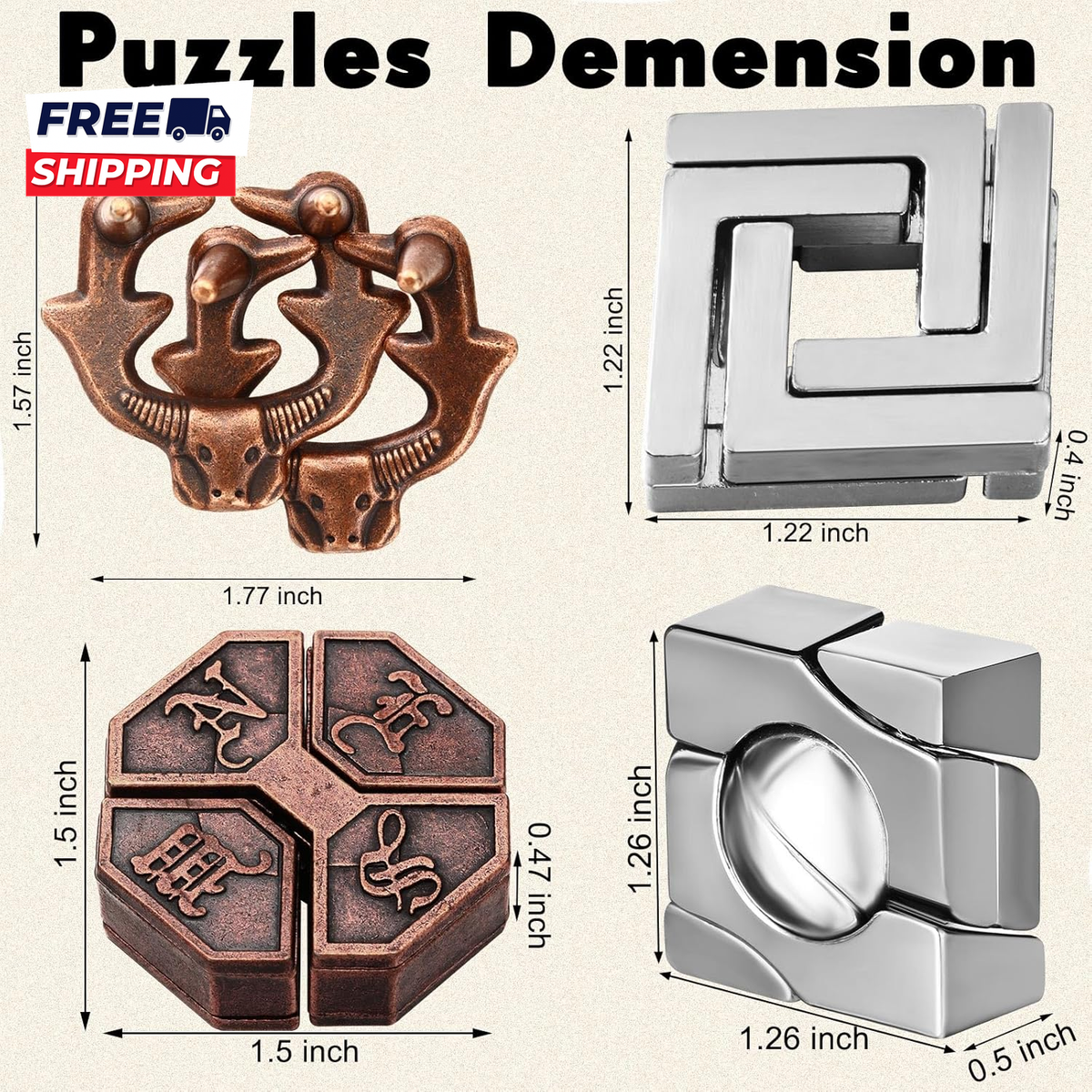 9 Pcs Metal Brain Teaser Puzzles Teaser 3D Steel Puzzle for Adults