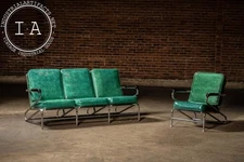 Vintage Vinyl Sofa and Chair Set by Chromcraft/American Fixture