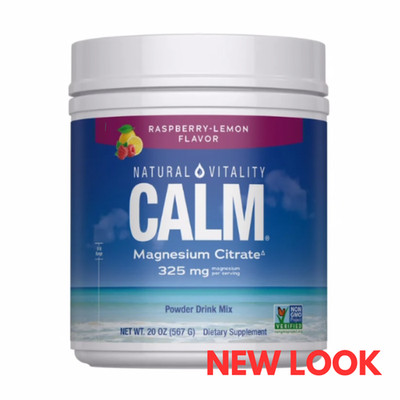 Natural Vitality Calm Magnesium Citrate Powder, Raspberry Lemon, 20 Ounces NEW