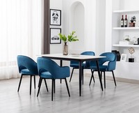2 x Velvet Dining Chairs Set Padded Seat Metal Legs Dining Room Chairs UK NEW