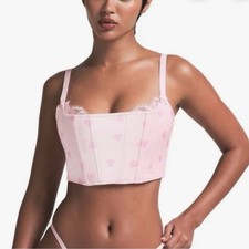 Skims Velvet Lace Corset Top Size M Heart Breaker Pink