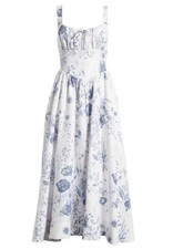 Reformation Balia Linen Midi Dress Refresh Blue Floral Size 2 Cottagecore
