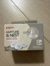 Pigeon Nurture Nest Anti-colic 3 Pc Silicone Bottle Nipples Level 1