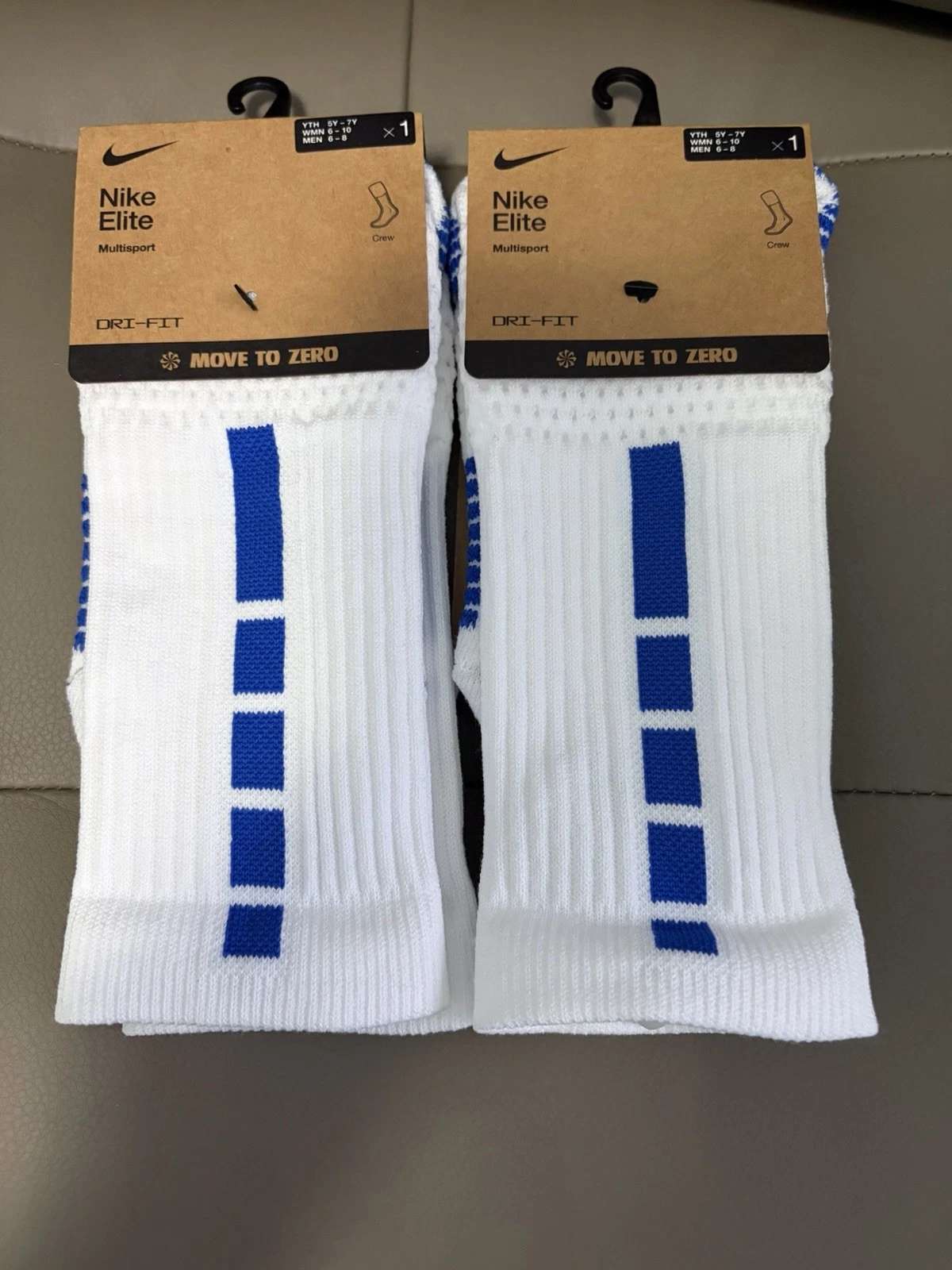 BNWT NIKE ELITE 2.0 MULTISPORT CUSHIONED CREW SOCKS 2 PACK US SIZE MEDIUM (M)
