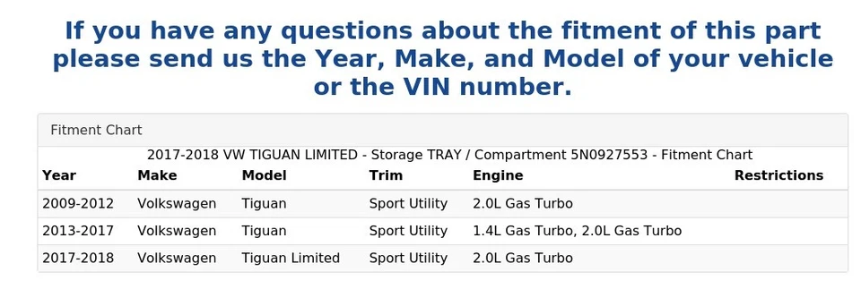 VW TIGUAN LIMITED 2017-2018 - Bandeja de almacenamiento/compartimiento 5N0927553 Foto 4 de 4