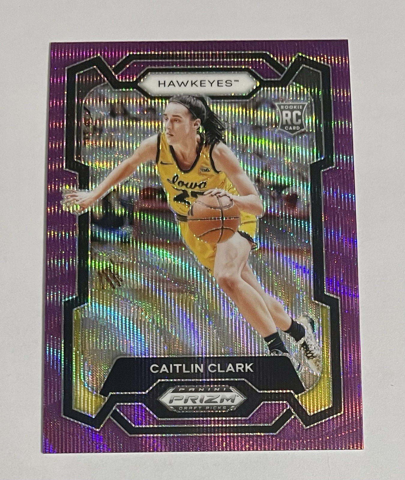 2024 Prizm Draft Picks Collegiate Caitlin Clark RC Purple Wave #57 Hawkeyes