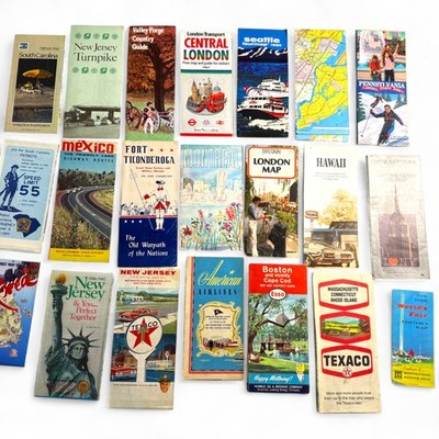 Lot of 22 Vintage Travel Road Maps & Visitor Guides   US & Intl   1950s 1990s