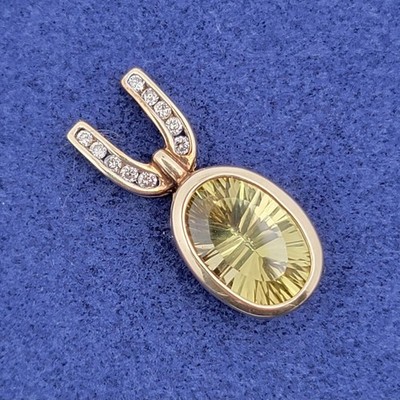 10k Gold Zitronenquarz Diamant Anhänger