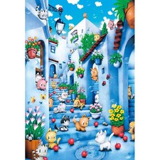 300 pieces Jigsaw Puzzle Cats and the Blue City - Morocco - (26x38cm) JP