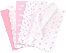 Larcenciel Tissue Paper, 50 Pcs Baby Feet Print Pink Paper for pink