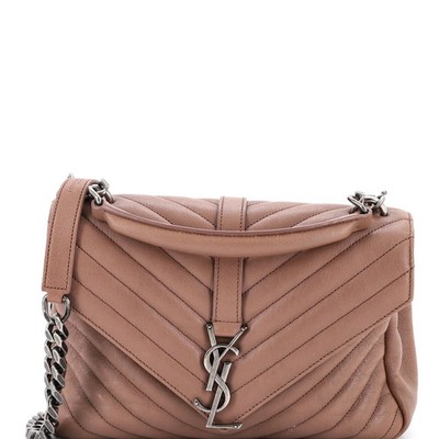 Saint Laurent Classic Monogram College Bag Matelasse Chevron Leather Medium