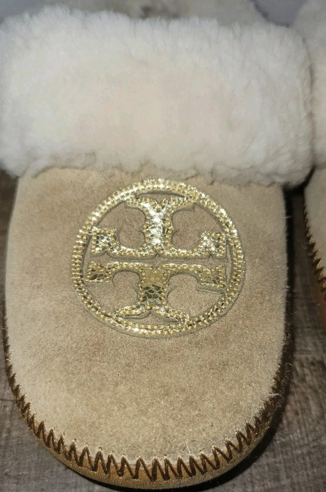 Chinelos Tory Burch Coley tamanho 5 camurça marrom Shearling Sherpa - Imagem 2 de 4