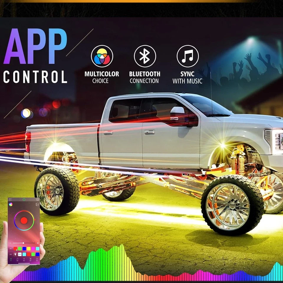 8Pods RGB LED Rock Light Kit Underglow Wheel Light Fit Dodge Ram 1500 2500 3500 - Image 3 of 4