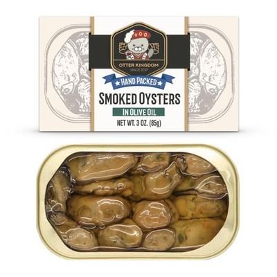 Otter Kingdom Premium Smoked Oysters in Pure Olive Oil, 3 Ounce (Pack of 12) 