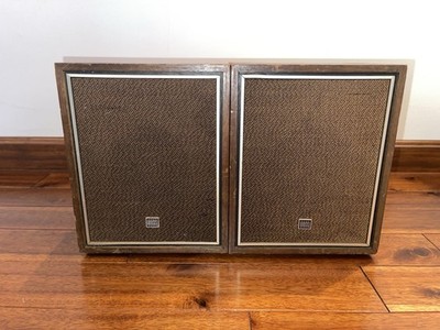 Vintage Made Japan Ross Bookshelf Speakers Pair Wood Grain Retro