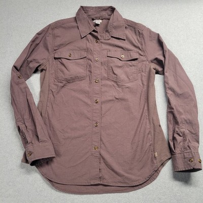 Carhartt Womens Mauve Long Sleeve Button Down Shirt Ribbed Sides 103600 Size M