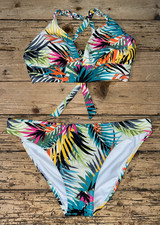 Shade Shore Womens Size L Tropical Print 2 Piece Bikini Set NWOT
