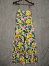 BB Dakota Steve Madden Large Dress Womens Tropical Palm Maxi Sundress Smocked