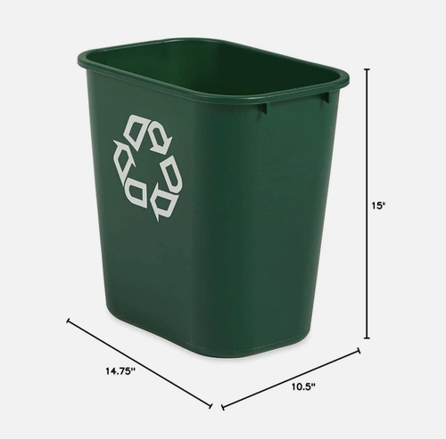 Rubbermaid FG2956 GREEN 7 Gal Plastic Desk Recycling Container bin can (G