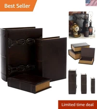 Wooden Decorative Box Faux Storage Book Book Shaped Boxes with Faux Leather D...