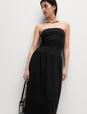 Marks & Spencer Womens Cotton Midaxi Bandeau Dress in Black - M&S