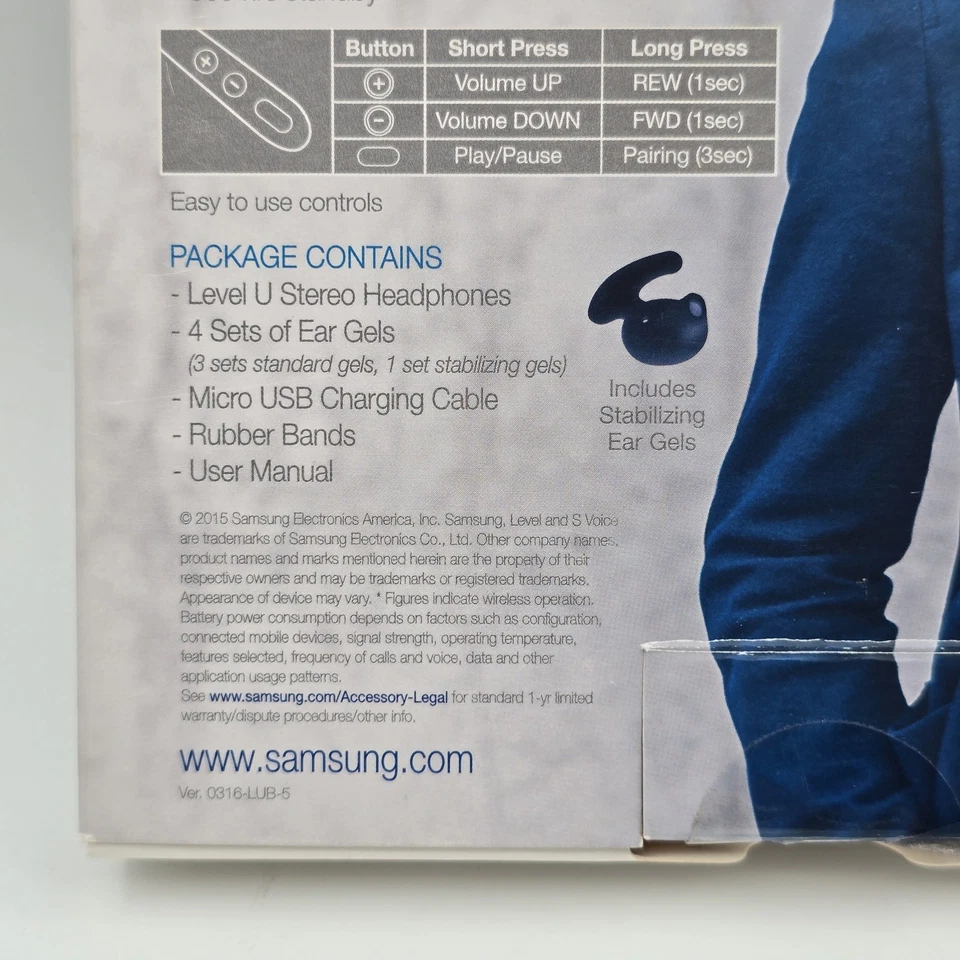 Auriculares inalámbricos intrauditivos Samsung Level U EO-BG920 alrededor del cuello azules nuevos en caja Foto 4 de 4