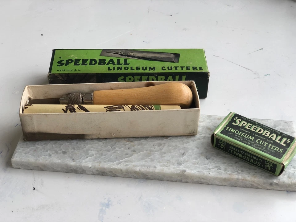 Vintage Wood-Handled Speedball Linoleum Cutter Tool w/ 6 Blades -Original Box - Image 4 of 4