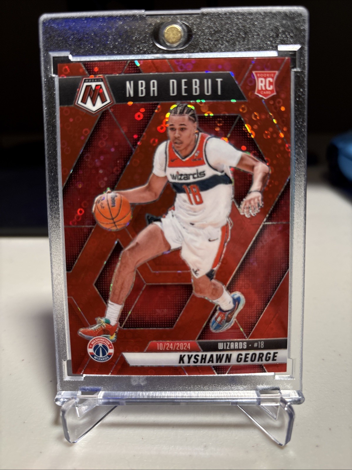 2024-25 Panini Mosaic Kyshawn George #256 Red Disco Color Match NBA Debut /99