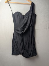 Zimmermann Dress Womens 1 Black Silk Mini Sweetheart Asymmetric Cocktail Ribbed